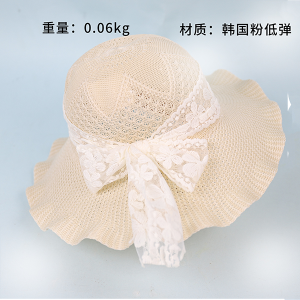 Knit Lace Bow Woven Hat