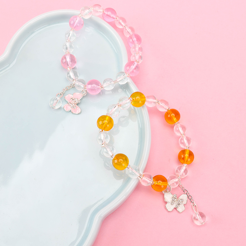 Colorful Oil Drop Butterfly Beaded Bracelet 4021001123