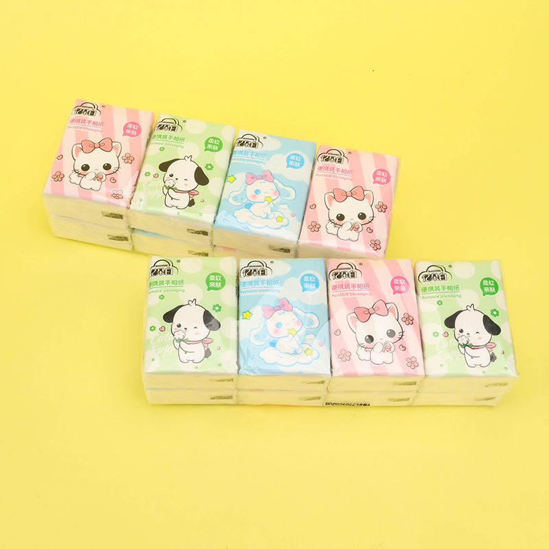 Yiduobai 2217 Little Cat 8-Pack Pocket Tissue Wood Pulp
