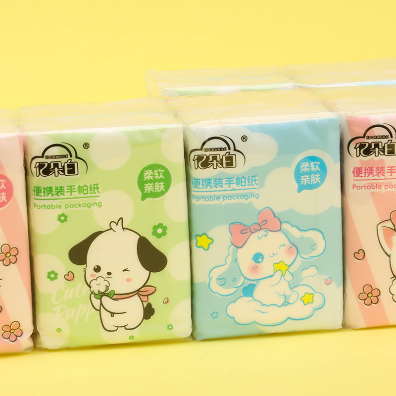Yiduobai 2217 Little Cat 8-Pack Pocket Tissue Wood Pulp