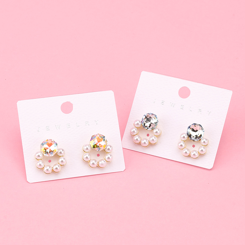 Long French Pearl Zircon Ear Studs