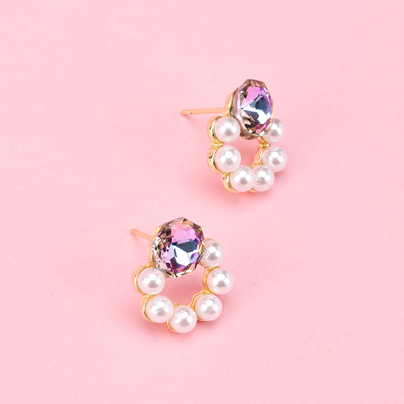 Long French Pearl Zircon Ear Studs