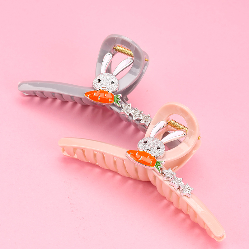 13 cm Plastic AB-Side Rabbit Hair Claw Clip 4011801195