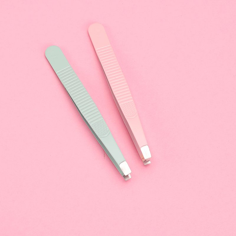 S-550B Striped Eyebrow Tweezer Stainless Steel