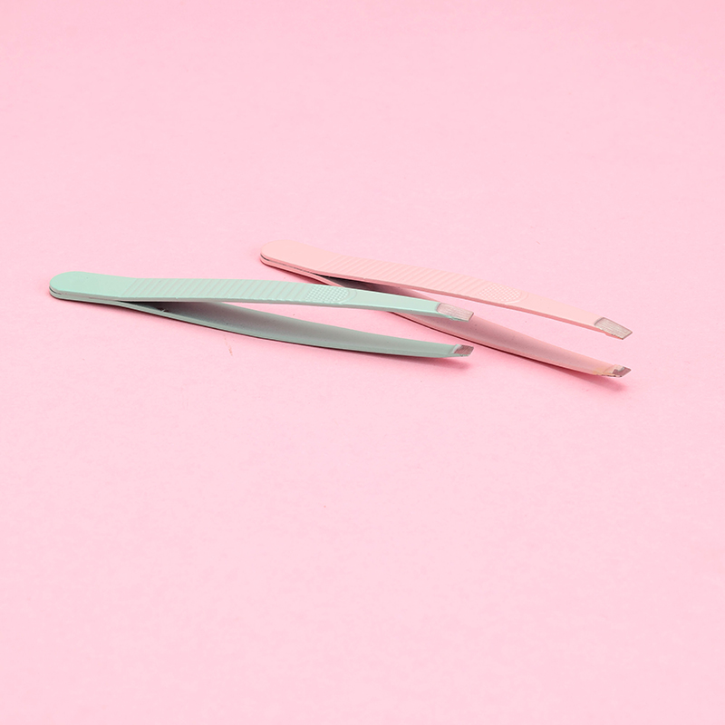 S-550B Striped Eyebrow Tweezer Stainless Steel