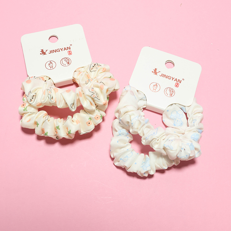 Boxed Two Korean Printed Hair Ties Nylon AC 4012101789