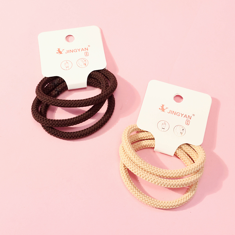 Three Milk Tea Thick Rope Bands Hair Tie Nylon