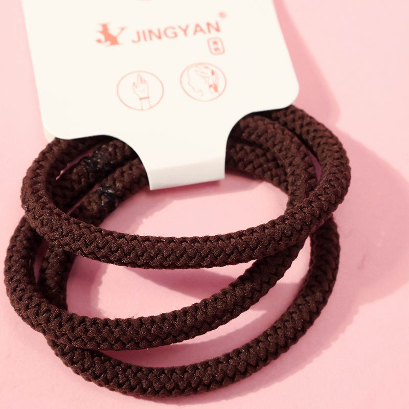 Three Milk Tea Thick Rope Bands Hair Tie Nylon