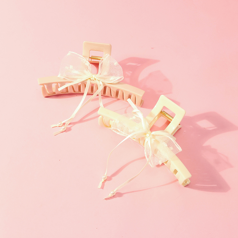 13 cm Pearl Mesh Bow Large Hair Claw Clip Plastic 4011801220