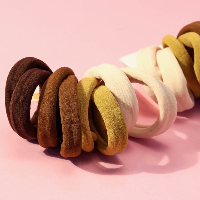 8 Milk Tea Color Card Cotton Rubber Bands Thick Hair Tie