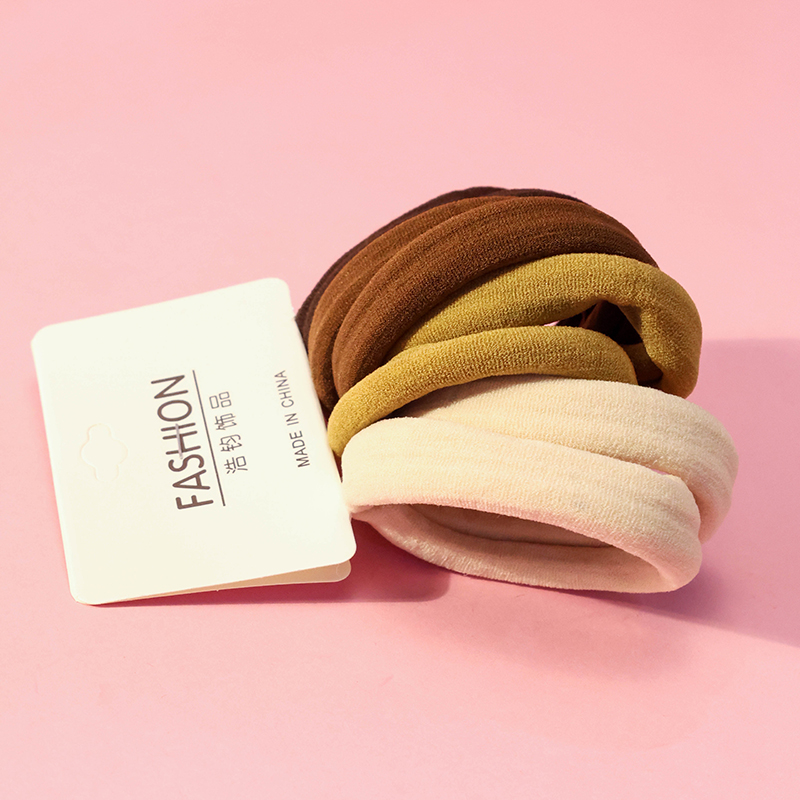 8 Milk Tea Color Card Cotton Rubber Bands Thick Hair Tie