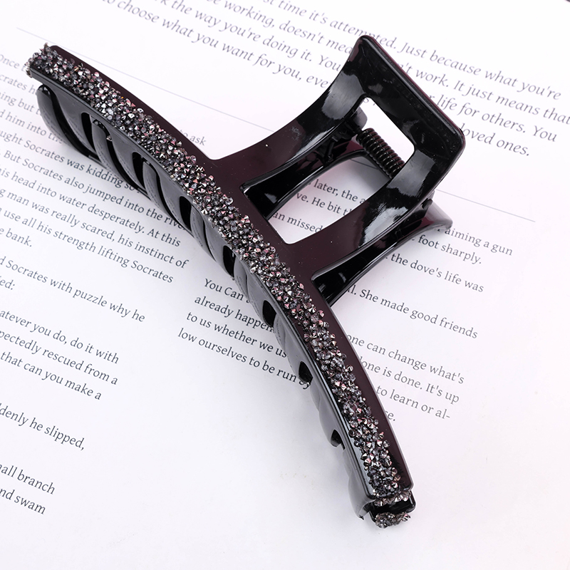 13 cm ABS Black Double-Sided Rhinestone Hair Claw Clip 4011801225