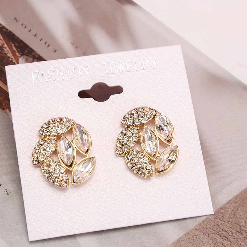 Irregular Gold Diamond Flower Ear Studs