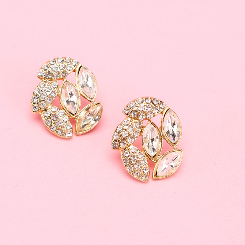 Irregular Gold Diamond Flower Ear Studs