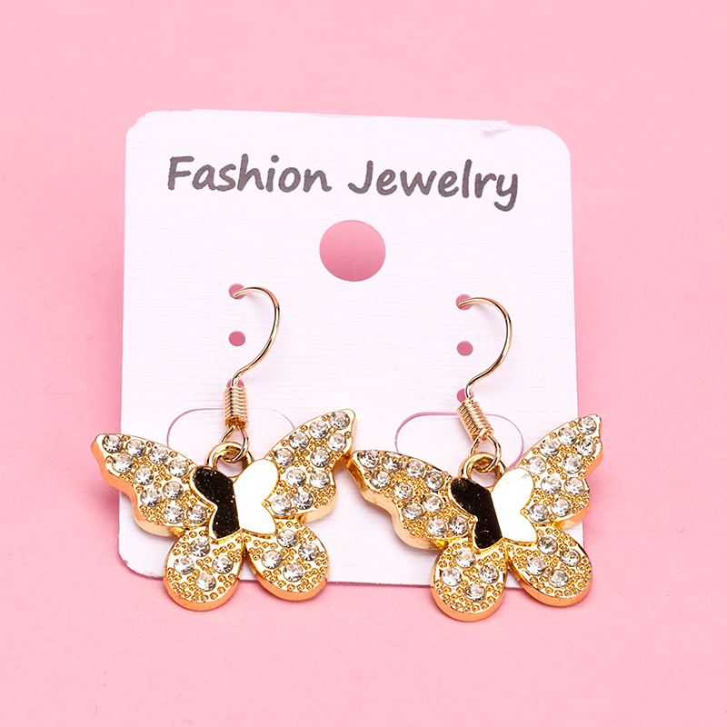 Long Bar Gold Rhinestone Earring