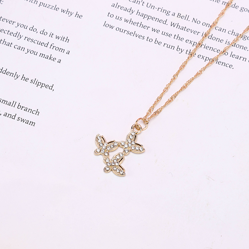 Three Diamond Butterfly Necklace