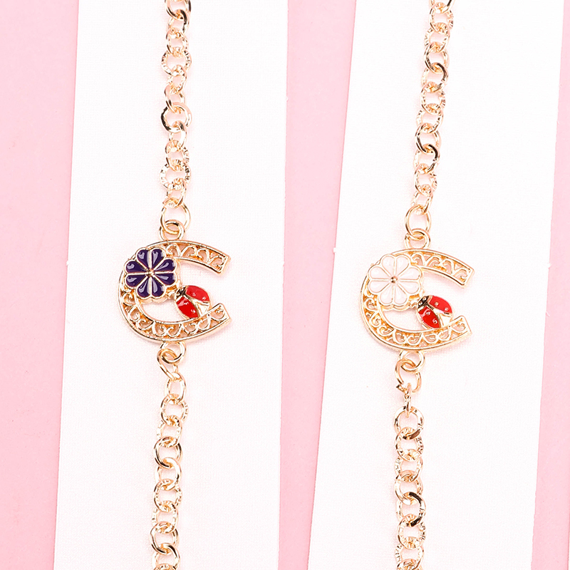 Alloy C-Shape Enamel Flower Bracelet 4021001138