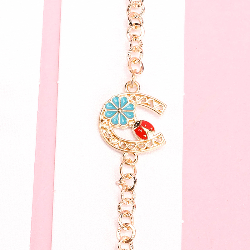Alloy C-Shape Enamel Flower Bracelet 4021001138