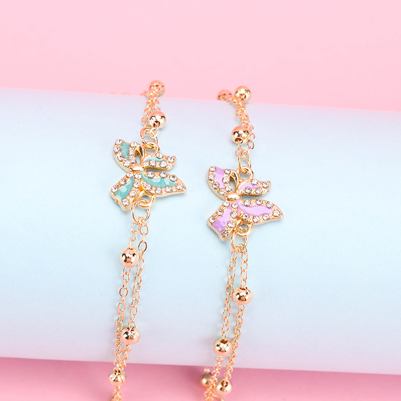 Double Layer Rhinestone Bow Bracelet Alloy 4021001148