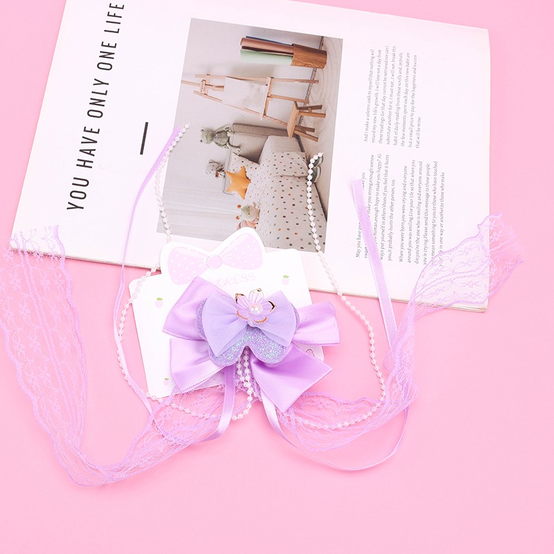 Bow Pearl Lace Ribbon Duckbill Hair Clip