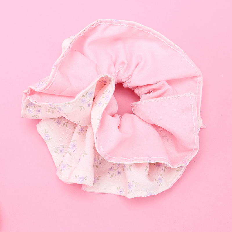 Fabric Pink Double Piece Floral Scrunchie 4012101875