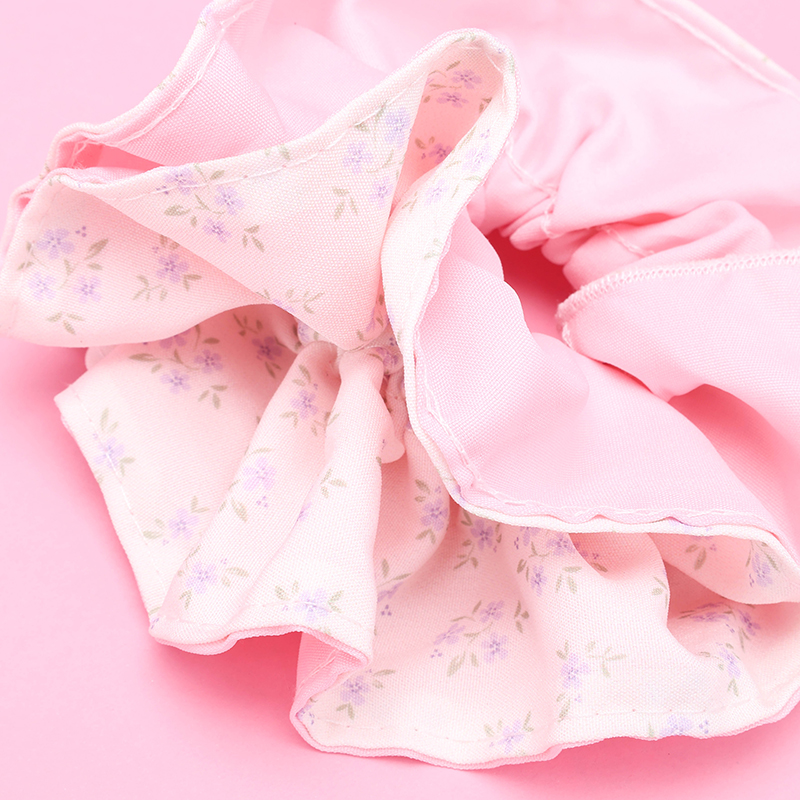 Fabric Pink Double Piece Floral Scrunchie 4012101875