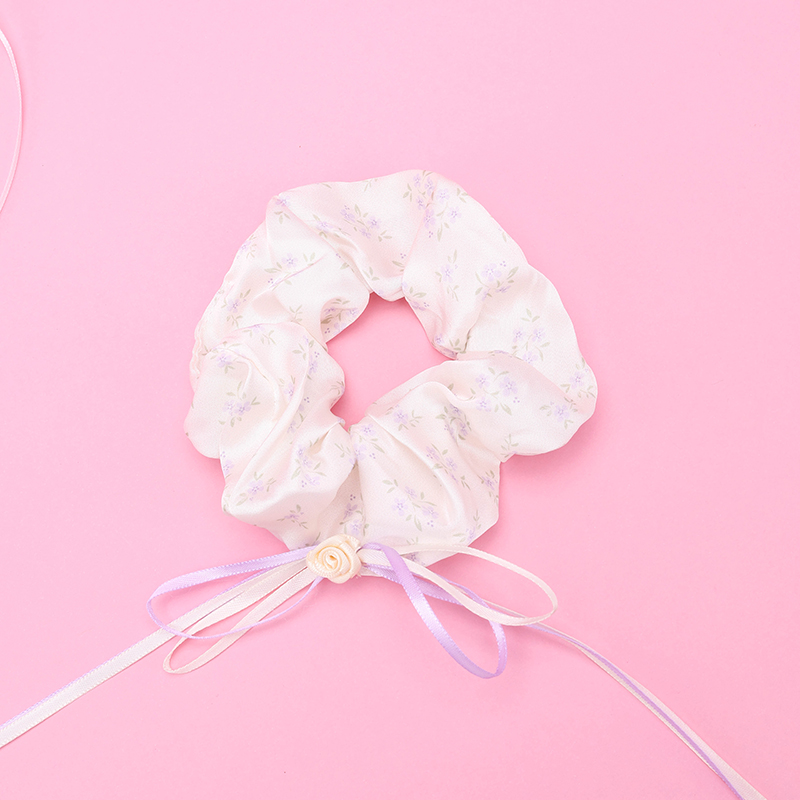 Fabric Ribbon Bow Floral Hair Scrunchie 4012101877