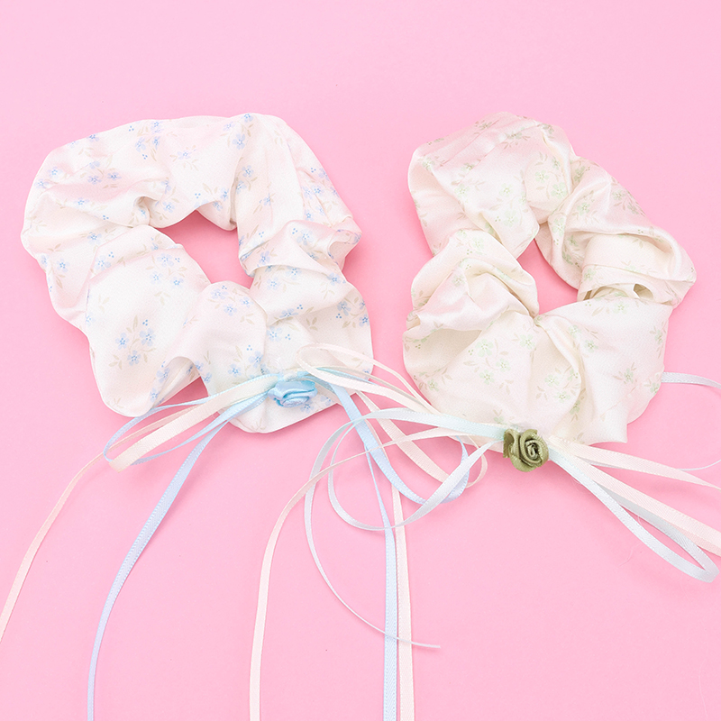 Fabric Ribbon Bow Floral Hair Scrunchie 4012101877