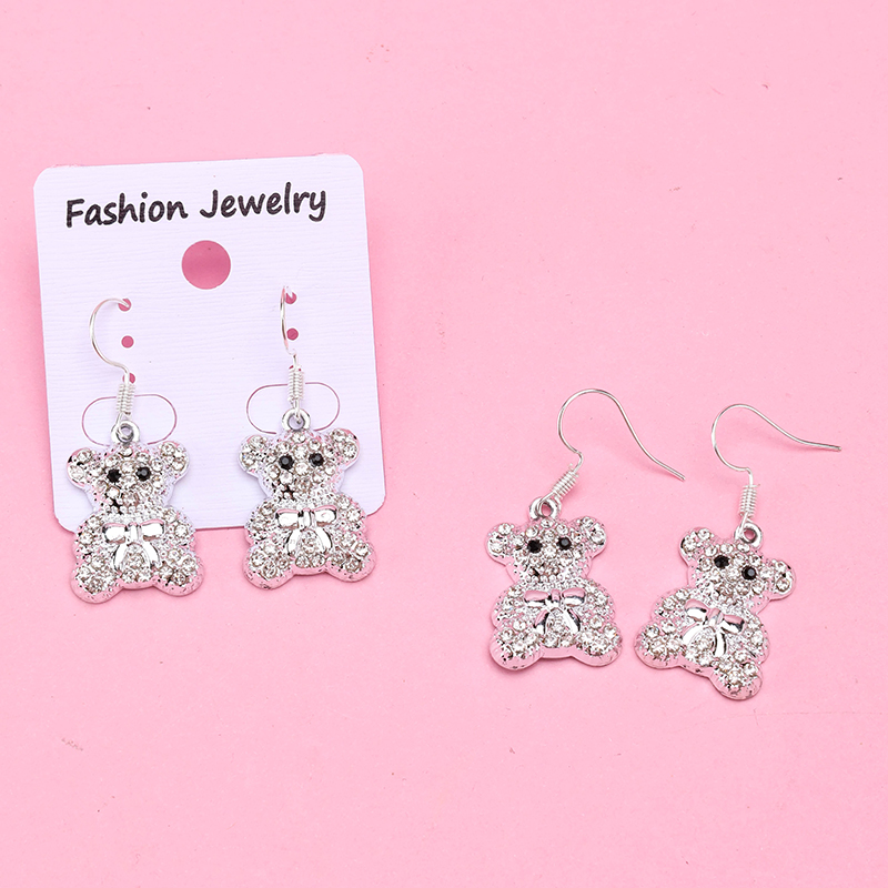 Long Bar Silver Rhinestone Earring