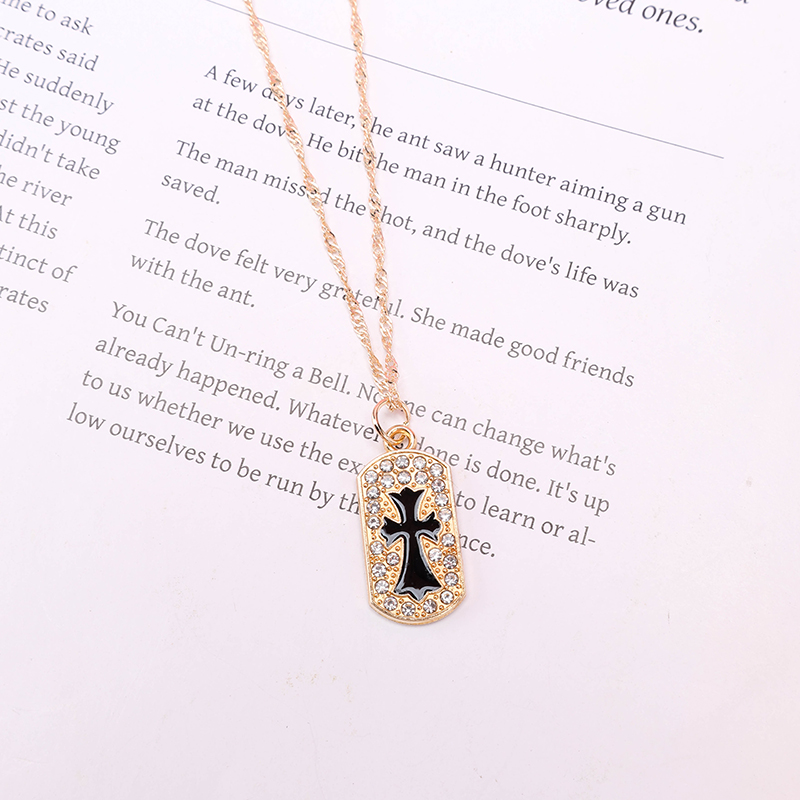 Enamel Diamond Cross Necklace