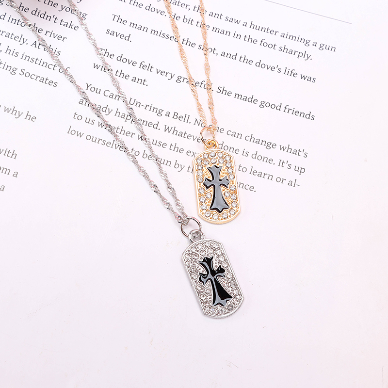 Enamel Diamond Cross Necklace