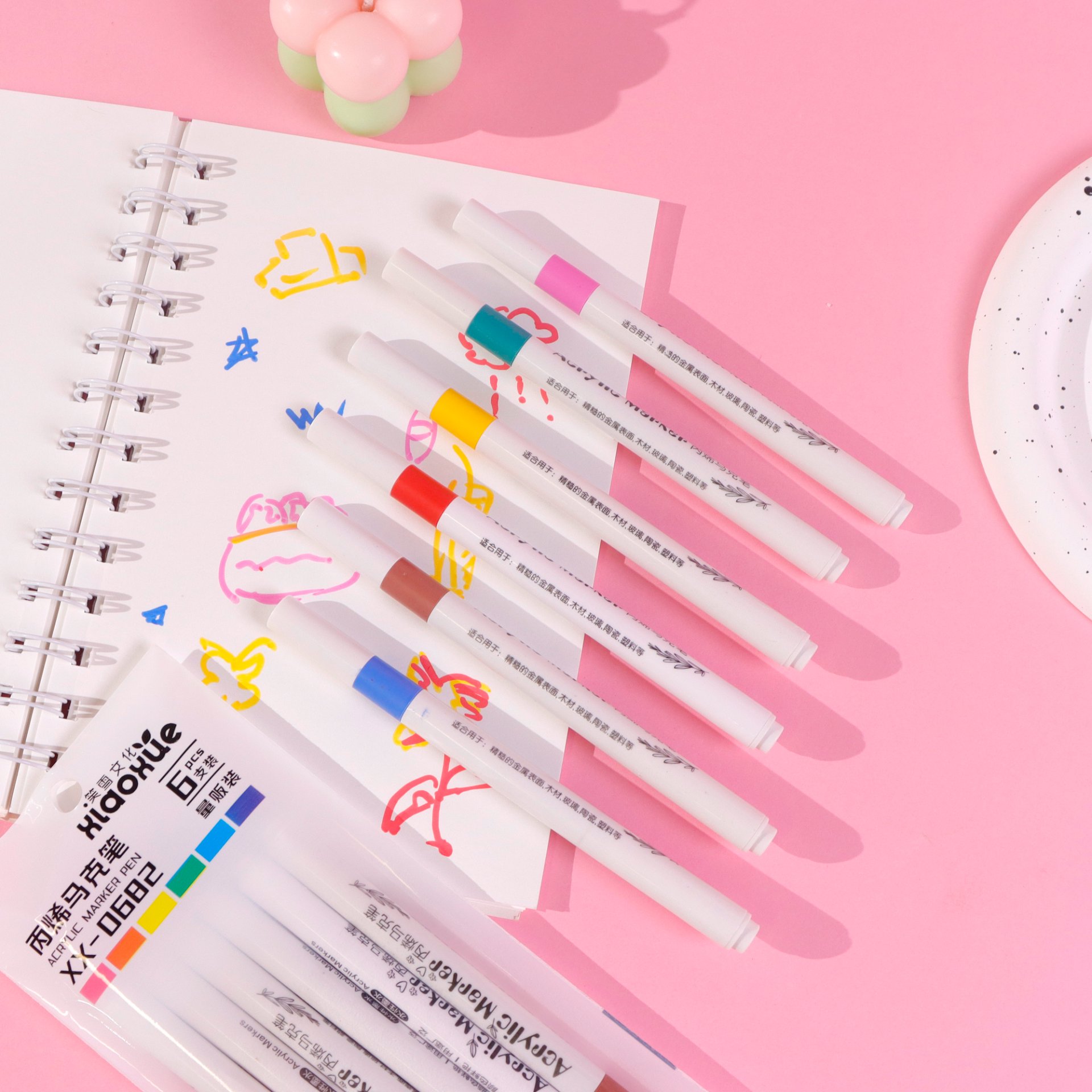 XX-0682 6-Pack Acrylic Marker Set