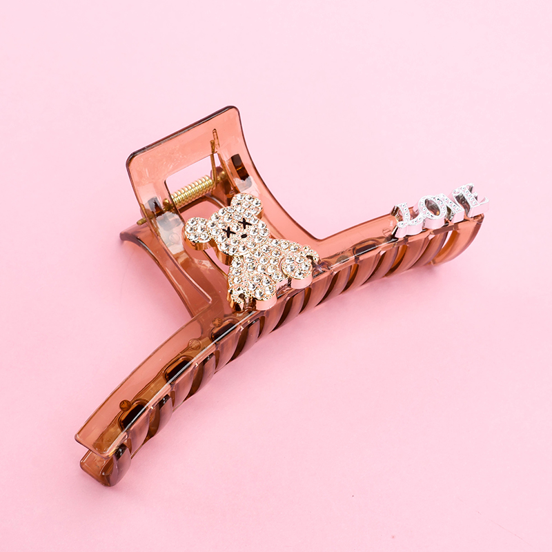 13 cm Rhinestone Letter Bear Plastic Large Hair Claw Clip 4011801258