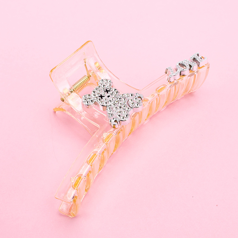 13 cm Rhinestone Letter Bear Plastic Large Hair Claw Clip 4011801258