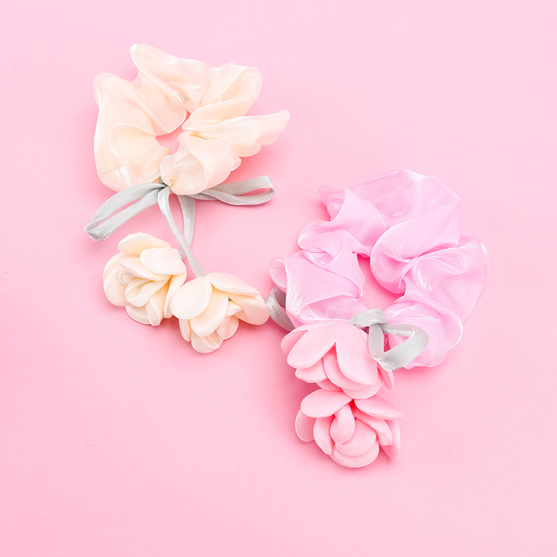Mermaid Ji Flower Ribbon Synthetic Fiber Hair Scrunchie 4012101890