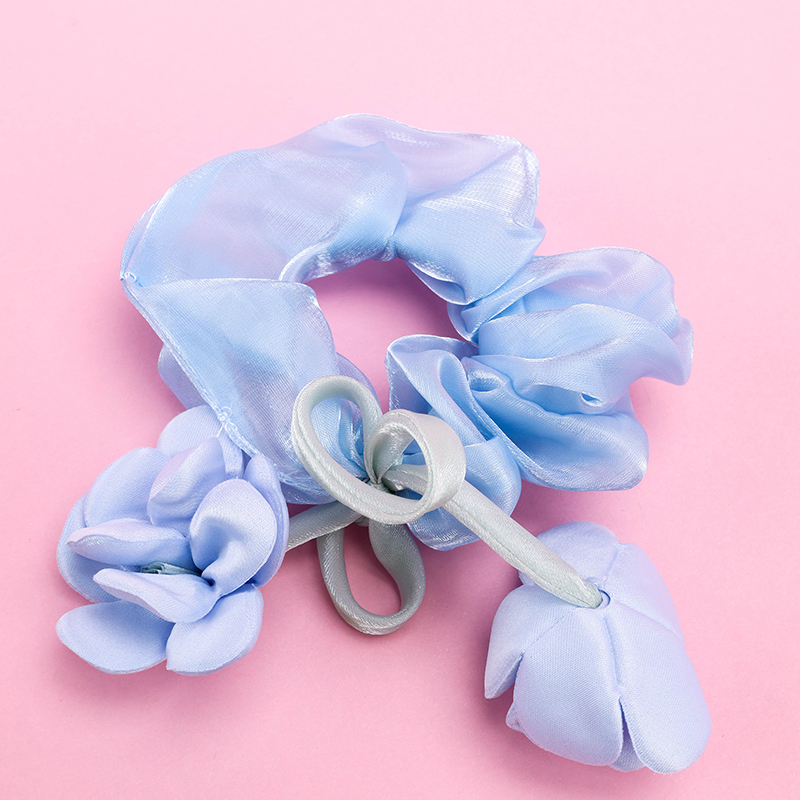 Mermaid Ji Flower Ribbon Synthetic Fiber Hair Scrunchie 4012101890