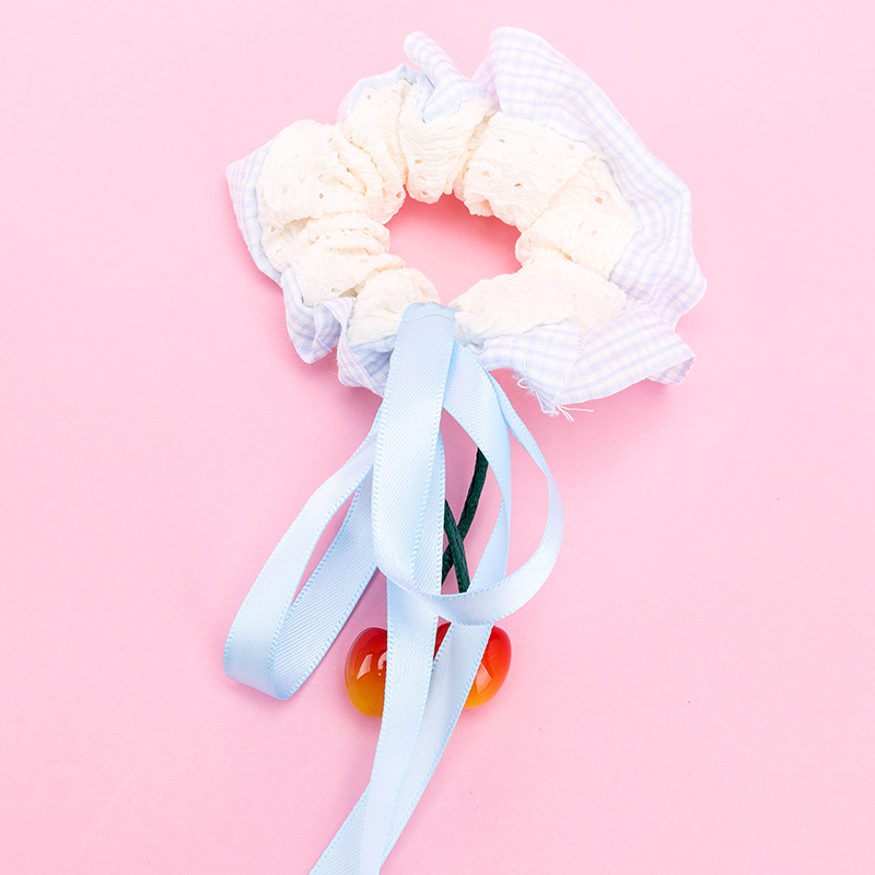 Cherry Ribbon Lace Synthetic Fiber Hair Scrunchie 4012101892