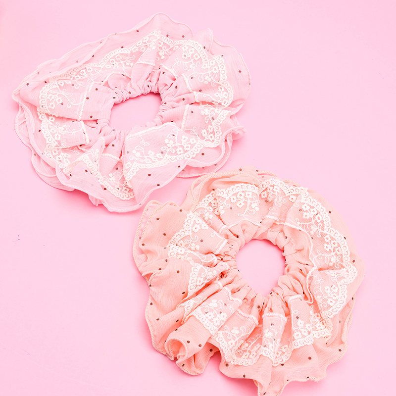 New Lace Fold-Over Polyester Hair Scrunchie 4012101910