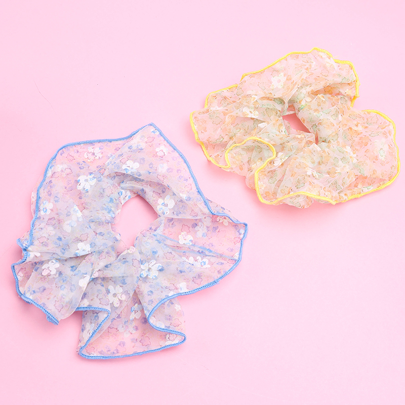 Floral Gauze Polyester Hair Scrunchie 4012101911