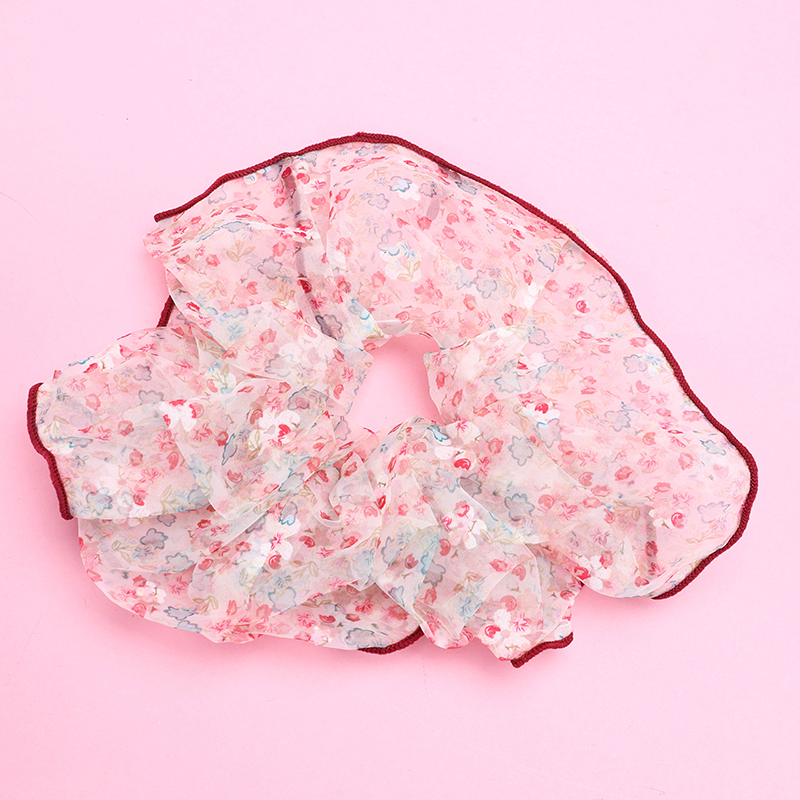 Floral Gauze Polyester Hair Scrunchie 4012101911