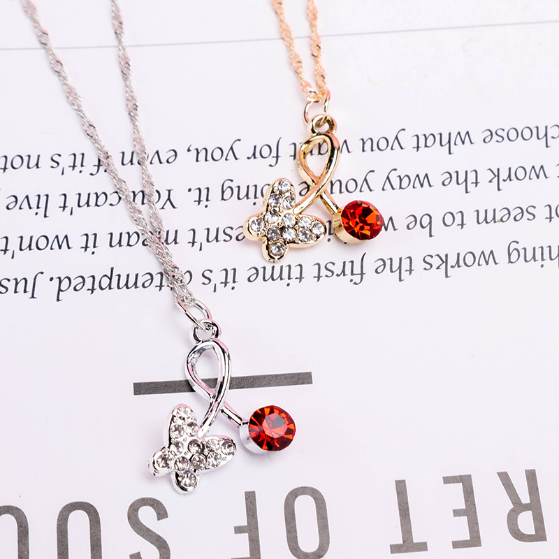 Diamond Butterfly Water Wave Necklace