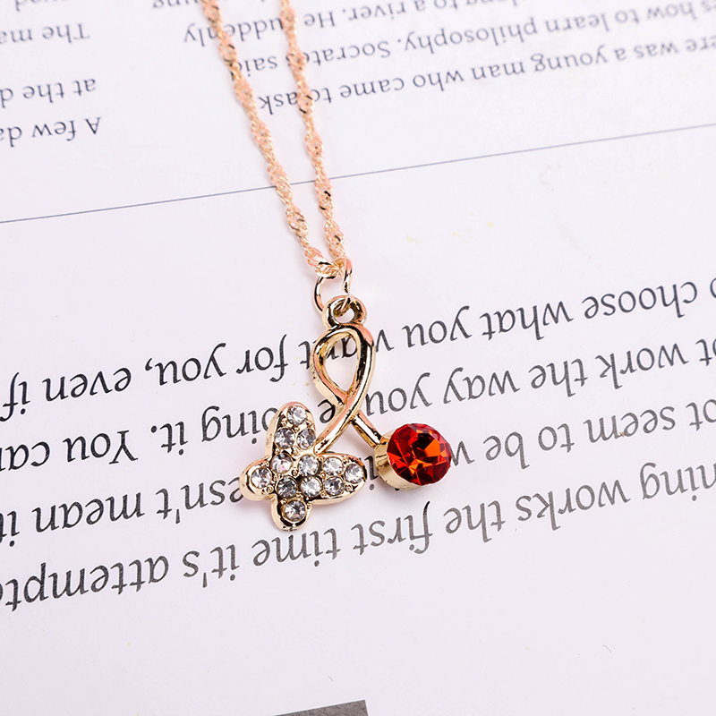 Diamond Butterfly Water Wave Necklace