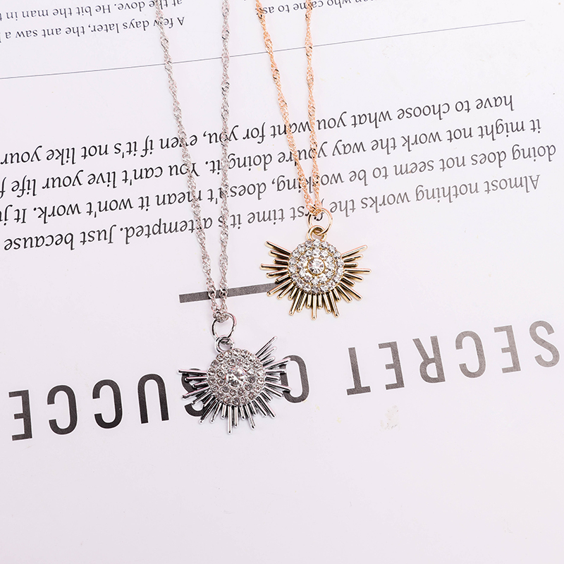 Diamond Sunflower Water Wave Necklace