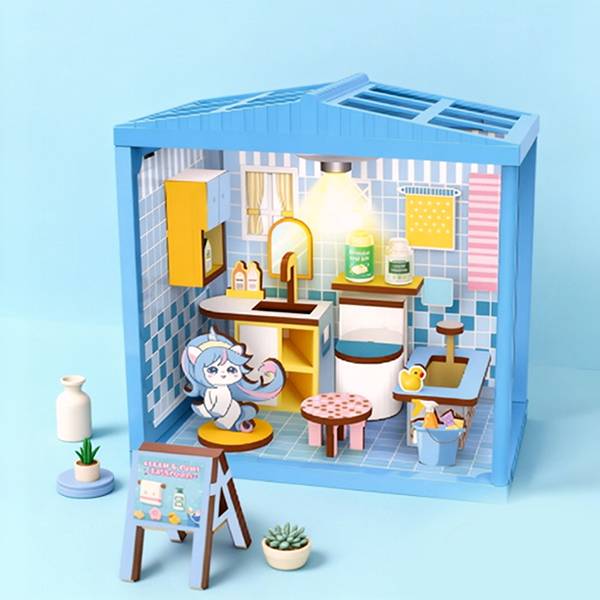 DIY Craft Kit G66-46 Wood Bathroom with Light