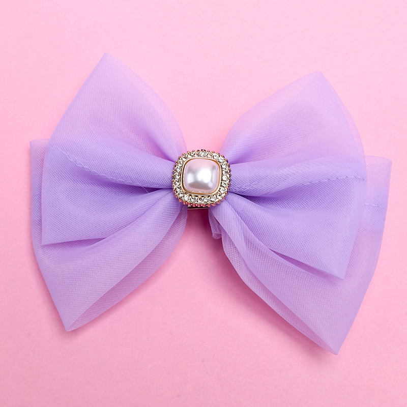 Colorful Mesh Bow Duckbill Hair Clip Alloy Fabric 4010402755