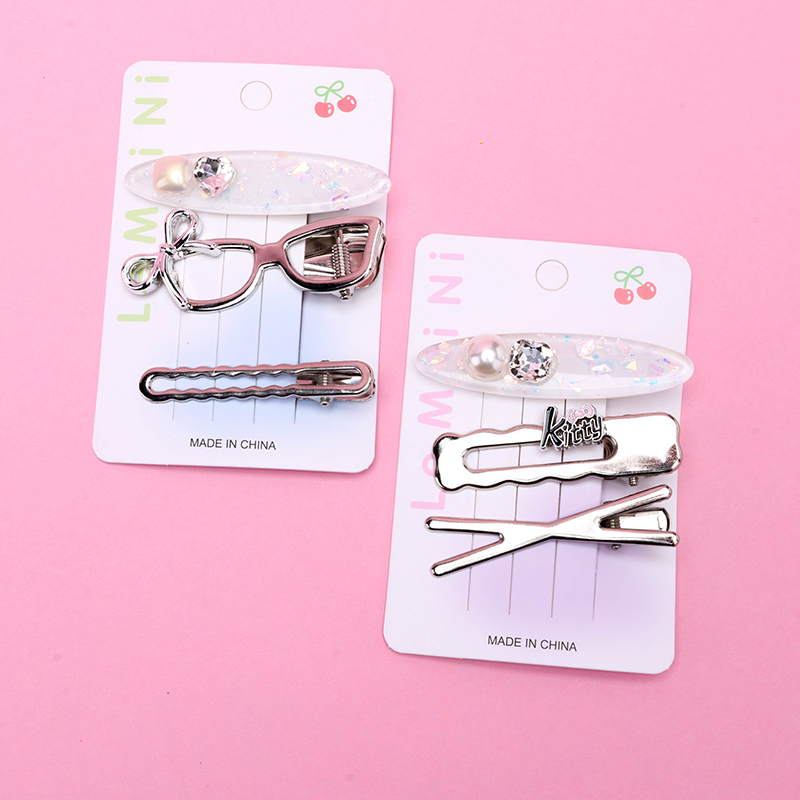 Crystal Bow Accessory Duckbill Hair Clip Alloy Card Pack 4010402756