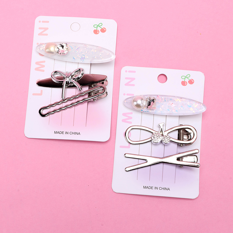 Crystal Bow Accessory Duckbill Hair Clip Alloy Card Pack 4010402756