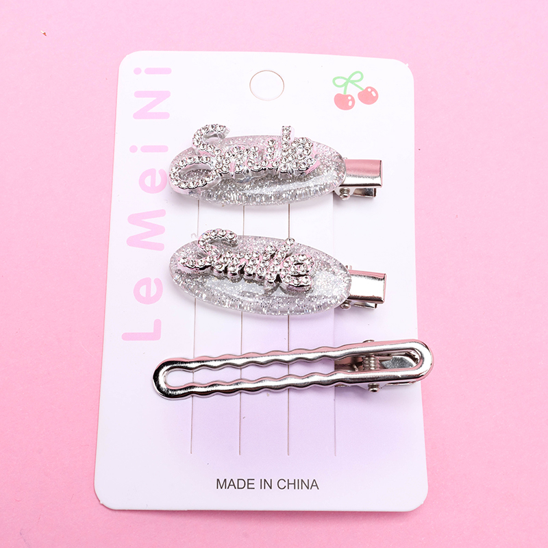 Bow Silver Letter Duckbill Hair Clip