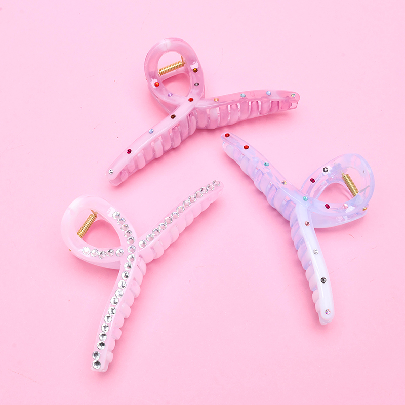 Double-Sided Color Rhinestone Plastic Large Hair Claw Clip 4011801216