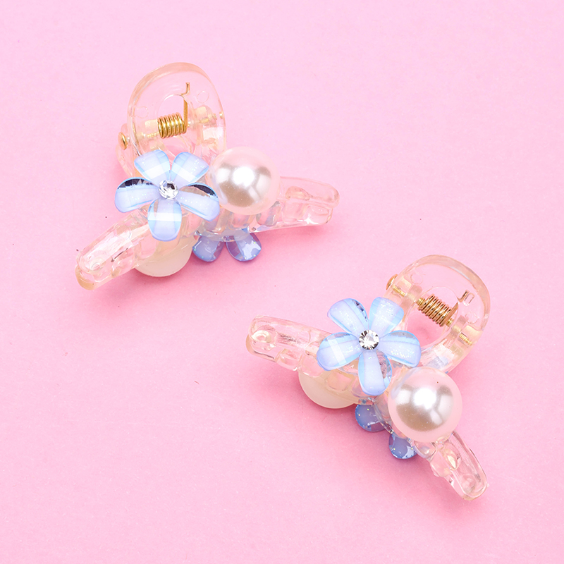 Boxed Double Sided Small Flower Pearl Small Hair Claw Clip 2pcs Plastic 4011900400